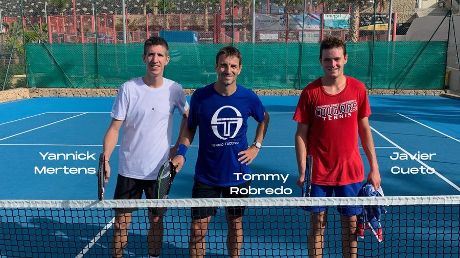 Tommy Robredo, Yannick Mertens and Javier Cueto at Tenerife Tennis Academy